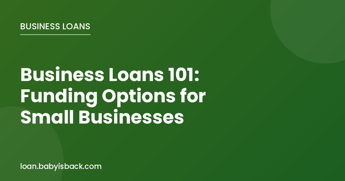 Business loans 101 funding options for small businesses